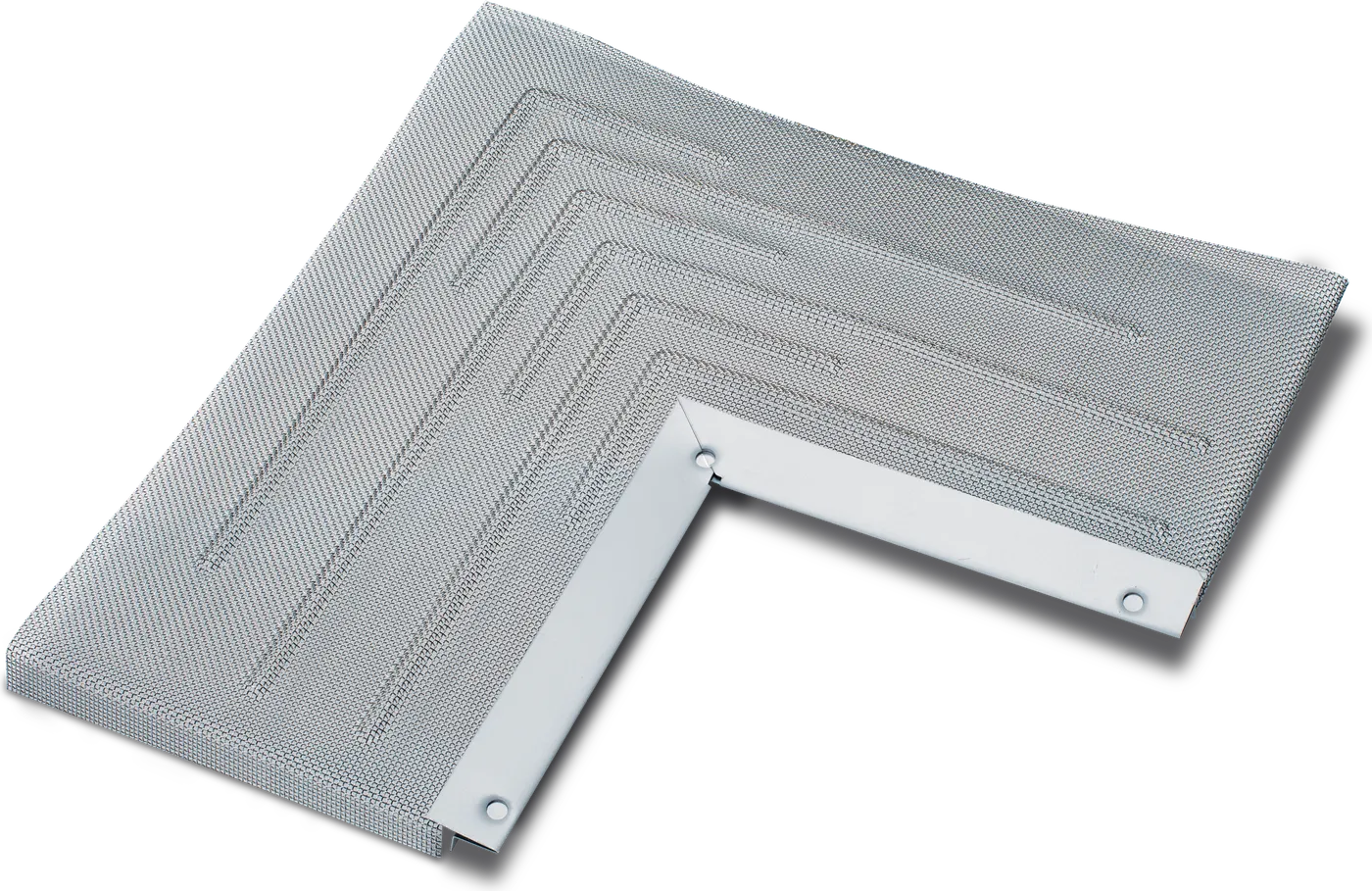 Leaf Deflector High-Flow Inside Miter with an L-shaped raised stainless steel screen